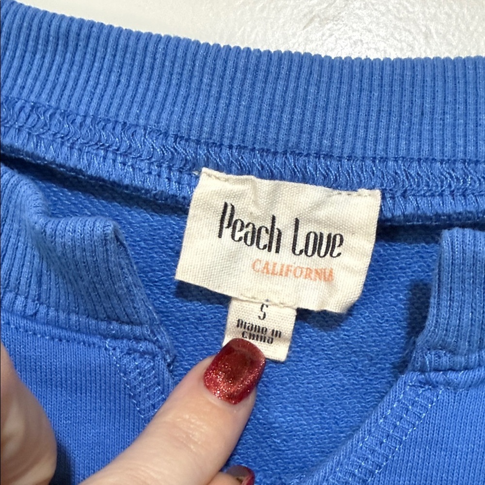 Peach Love California Blue Crop Top with Sequin Cupcake Design patriotic - Picture 2 of 8